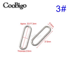 May include: Two silver-colored, oval-shaped metal rings. The rings are approximately 37.6mm long, 12.6mm wide, and 2.6mm thick. The image also includes the text "CooBigo" and the number "3#".