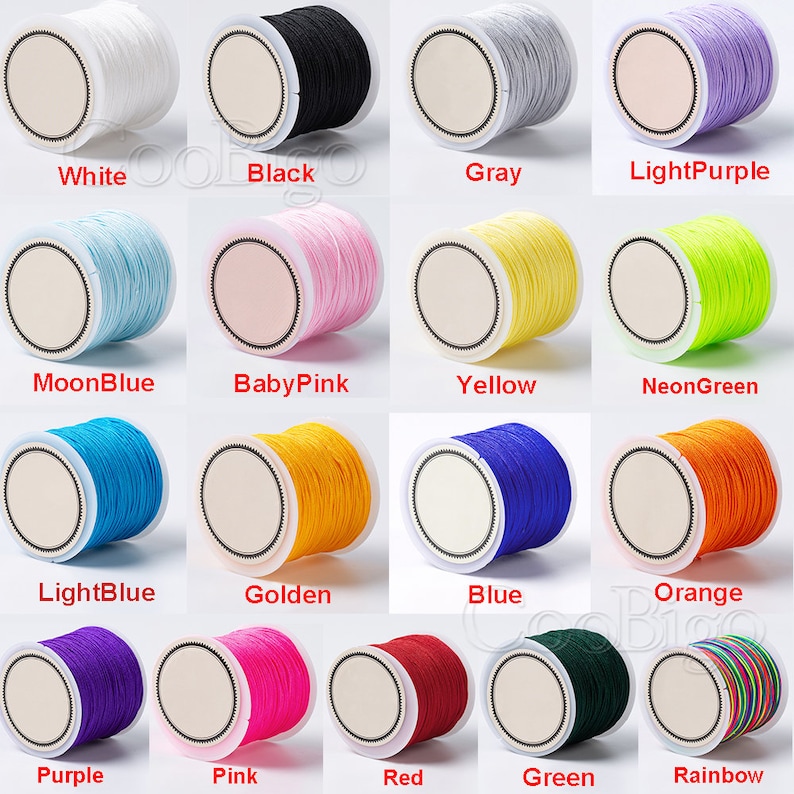 Braided Jewelry Cord Chinese Knot Beading Thread Tassels Nylon Cord Kumihimo String DIY Bracelet Necklace Jewelry Making #FJA083-C(Mixs) image 3