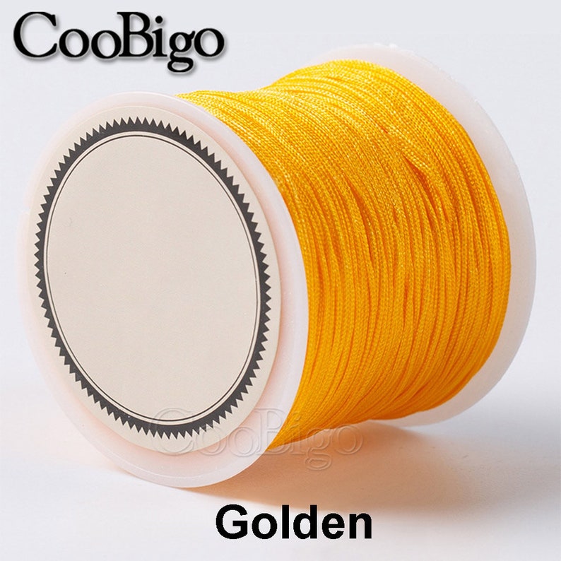 Braided Jewelry Cord Chinese Knot Beading Thread Tassels Nylon Cord Kumihimo String DIY Bracelet Necklace Jewelry Making #FJA083-C(Mixs) Golden
