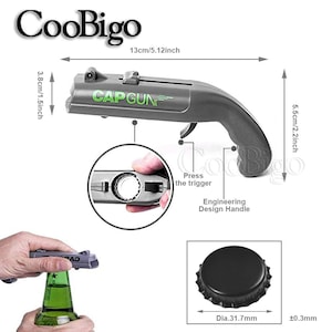 1 set Cap Gun Launcher Creative Bottle Opener and 15pcs colorful Beer Bottle Cap for DIY Craft Party Beer Caps Bullet Toy Gun Game accessory