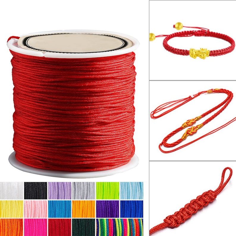 Braided Jewelry Cord Chinese Knot Beading Thread Tassels Nylon Cord Kumihimo String DIY Bracelet Necklace Jewelry Making #FJA083-C(Mixs) image 4