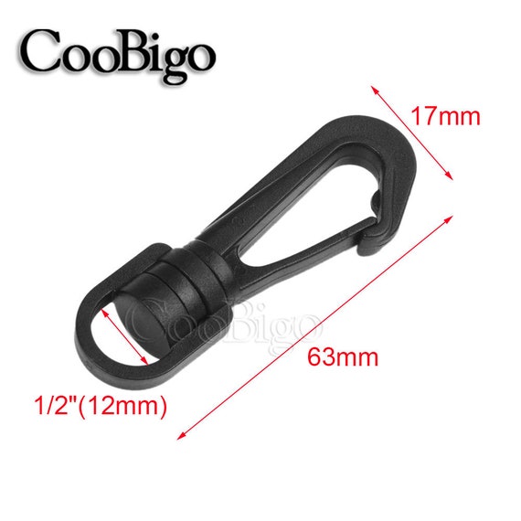 Swivel Snap Hook, 2, Black Plastic