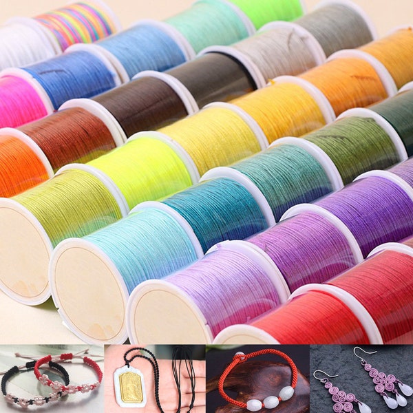 100Yard Chinois Knot Tressé Nylon Cord Thread Tassels Macrame DIY Beading Bracelet Tressé String Jewelry Making 0.8mm #FJA083-C (Mixs)