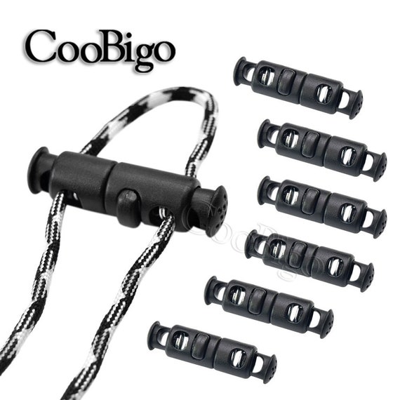 15 Pcs Plastic Cord Locks End Spring Stop Toggle Stoppers, Double Hole Cord  Locks Cord Stopper, Lanyard String Cord Toggles For Drawstrings, Paracord