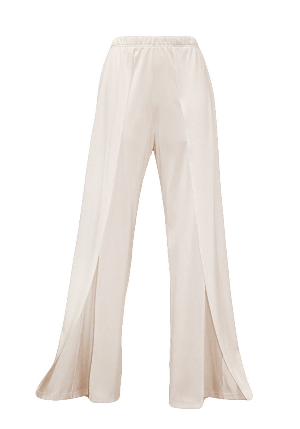 Sisi Cream High-waisted Thigh-high Double Slit Pants - Etsy