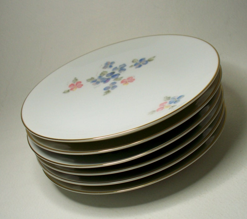 Noritake Princess Dessert Plates China Mid Century Gold Floral Bridal