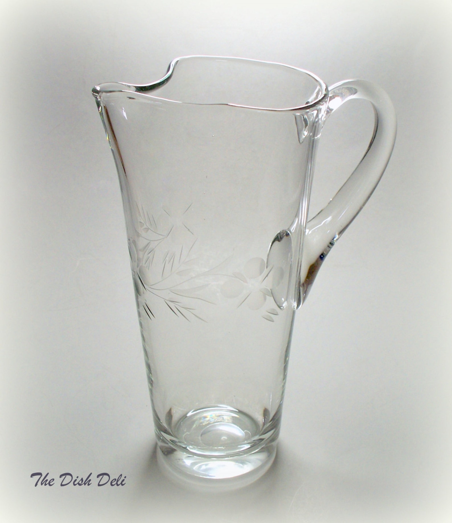Javit Etched Martini Cocktail Pitcher Crystal Vintage Etsy
