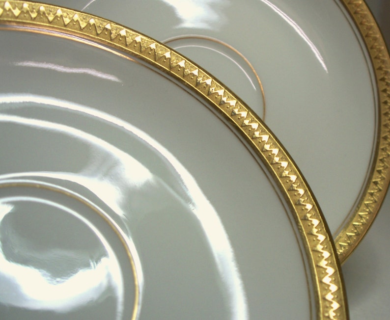 Limoges White Saucer Gold Trim Fine China Set of 2 Downton Etsy