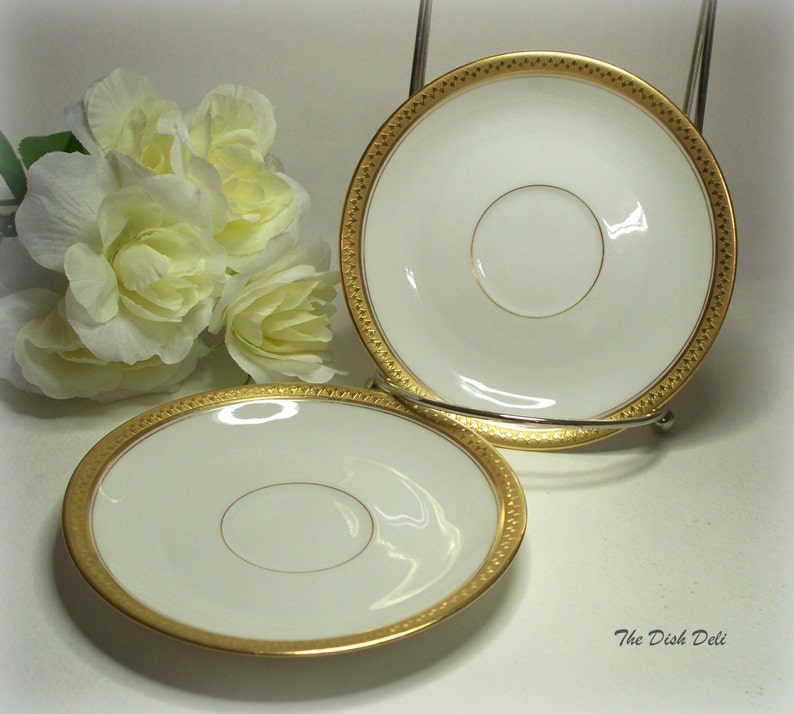 Limoges White Saucer Gold Trim Fine China Set of 2 Downton Etsy