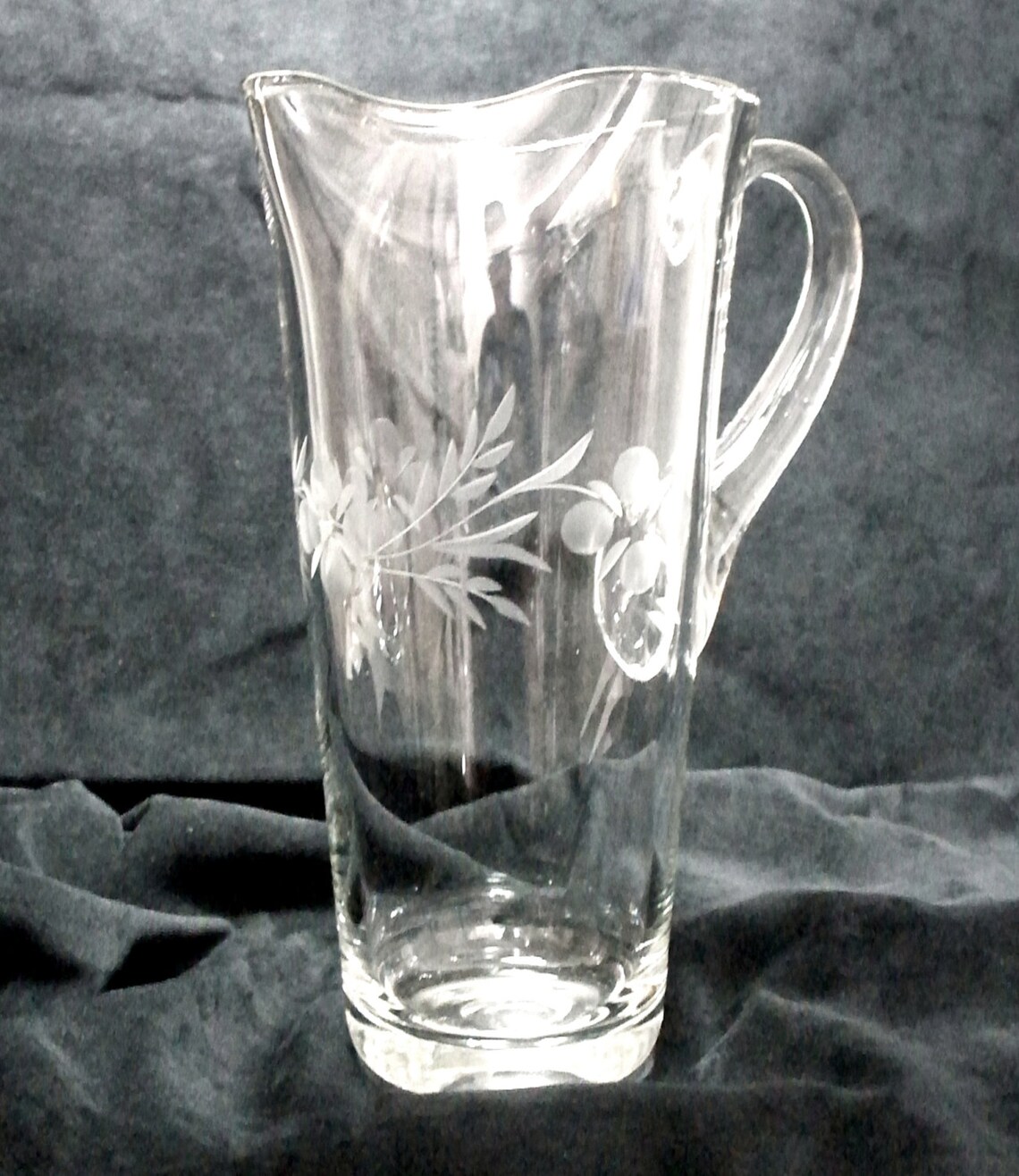 Javit Etched Martini Cocktail Pitcher Crystal Vintage Etsy