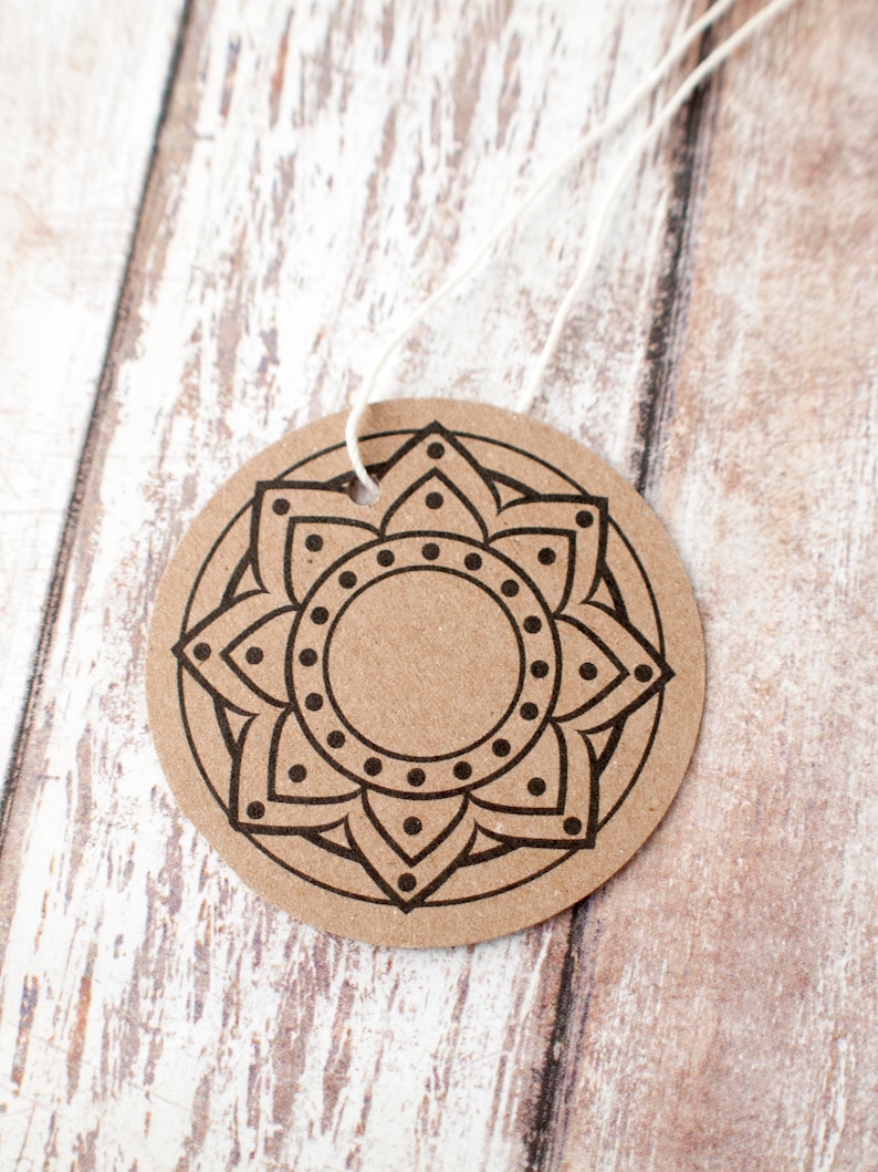 25pcs Mandala 4 round circle small tags ready to ship brown kraft card stock