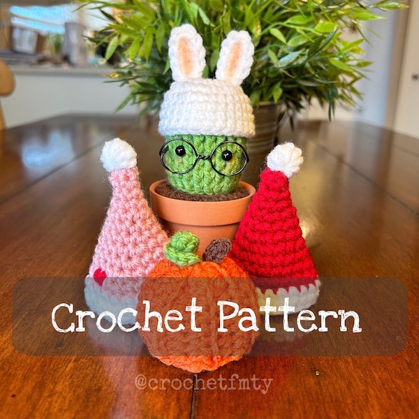 Cactus Navideño Intercambiable, PATRÓN Crochet / Amigurumi Solo descarga en PDF