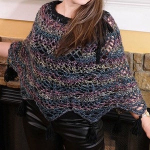 Crochet Multicolor Pineapple Stitch Shawl / Poncho / Crochet Cape / Cable Capelet / Shoulder Warmer
