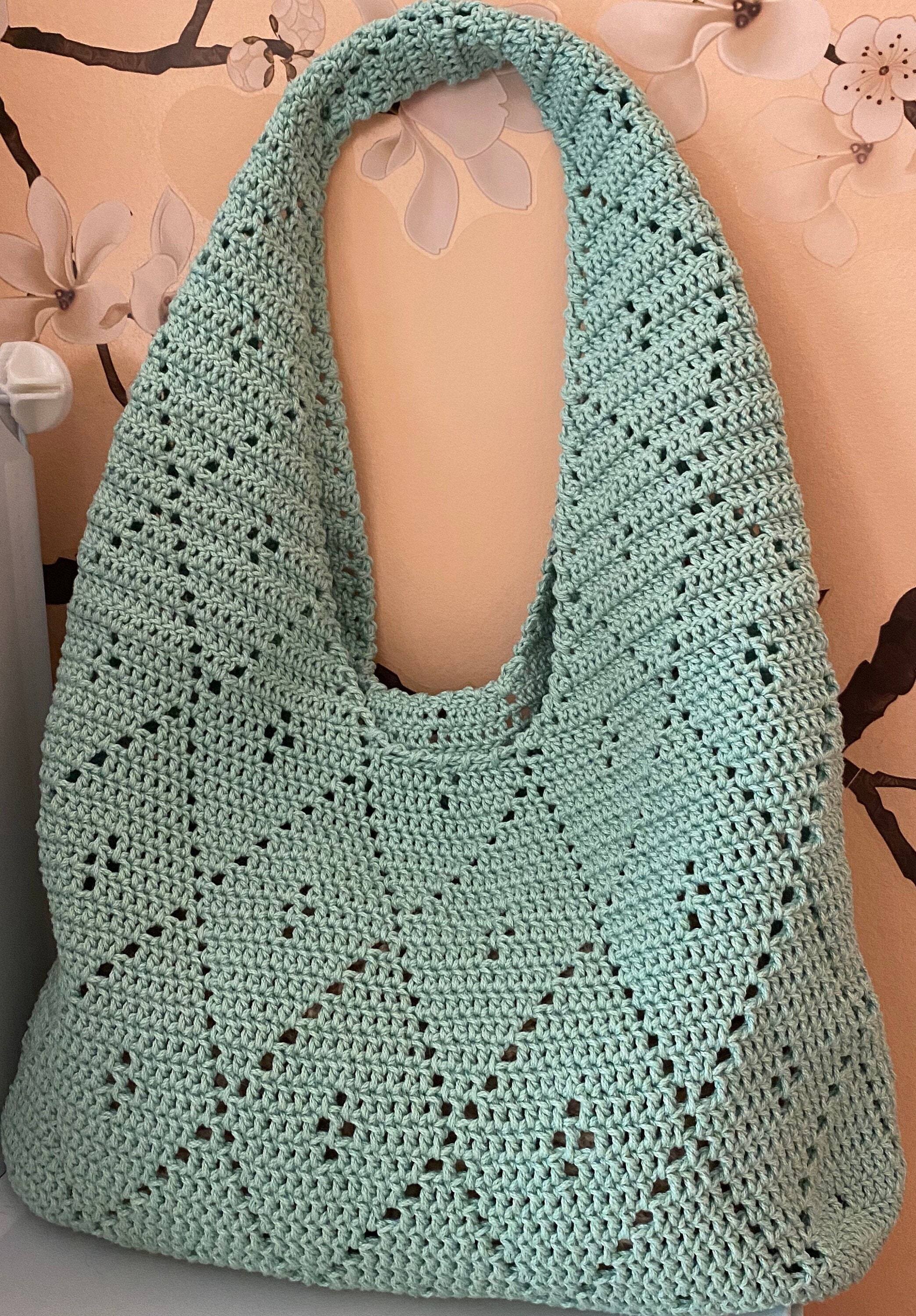 Mint-GreenCrocheted Tote Bag