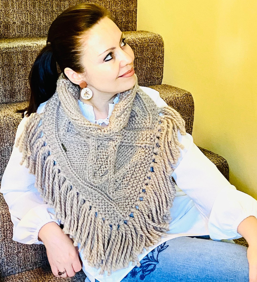 Taupe/gray Knitted Neck and Chest Warmer With DNA Pattern Etsy