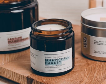 Essential Oil Soy Vegan Candle: Woody Forest Lavender