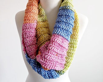 CROCHET PATTERN, Crochet Cowl Pattern, Crochet Ribbed Color Cowl PDF Pattern Download