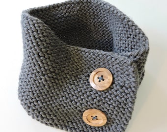 Garter Stitch Button Up Neck Warmer Knitting Pattern (PDF Download)