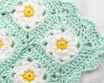 CROCHET PATTERN, Dainty Daisy Granny Square Blanket Pattern, Daisy Granny Blanket Pattern - PDF Download