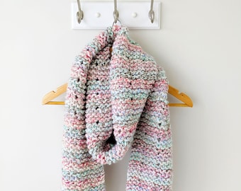 KNITTING PATTERN, Knit Scarf Pattern | Cotton Candy Knit Scarf Pattern - PDF Download