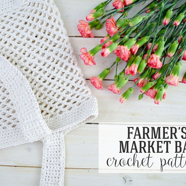 CROCHET PATTERN, Crochet Farmer's Market Bag Pattern, Crochet Tote Pattern, Market Tote Pattern - PDF Download