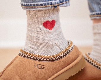 Cuff Down Sock Knitting Pattern, Easy Knitted Heart Socks Pattern