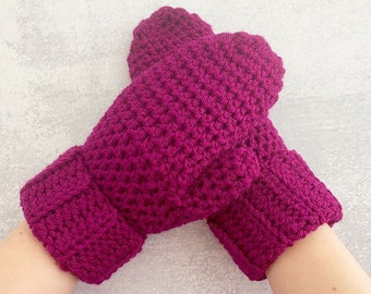 Boysenberry Mittens Crochet Pattern, Easy Beginner Winter Mittens (PDF & Video Tutorial