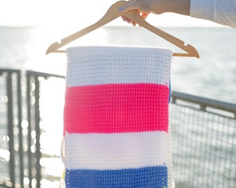 Color Block Tunisian Scarf Crochet Pattern | Beginner-Friendly