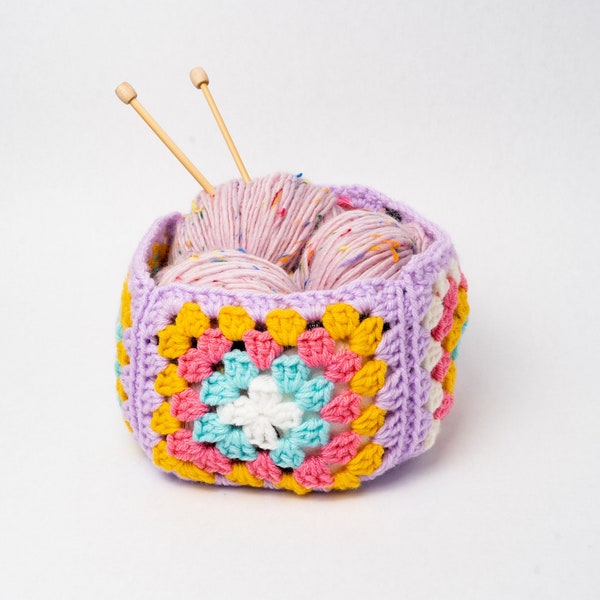 PATRON AU CROCHET, Patron Petit Panier Carré Grand-Mère, Téléchargement PDF