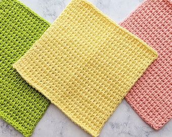 CROCHET PATTERN, Crochet Dishcloth Pattern, Tunisian Simple Stitch Dishcloth Pattern PDF Download