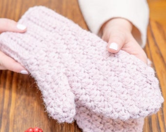 Easy Textured Crochet Mittens Pattern, PDF Digital Download and Video Tutorial