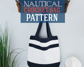 Crochet Nautical Tote Bag Pattern | Coastal Beach Bag for Beginners