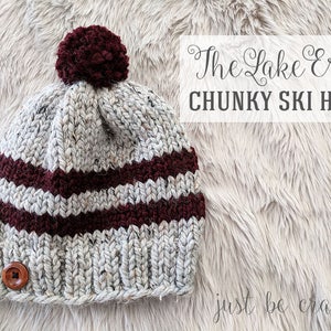 Chunky Knit Ski Hat Pattern | Lake Erie Winter Beanie | Easy Knitting Pattern