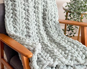 Jumbo Chunky Crochet Blanket Pattern and Video, Beginner Easy Throw, 2 sizes, pdf