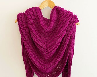 Shawl Crochet Pattern & Video Tutorial, Crocheted Scarf for Women, Warm Triangle Shawl Wrap, Pdf