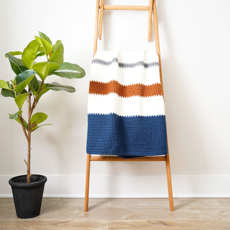 modern stripe throw crochet blanket