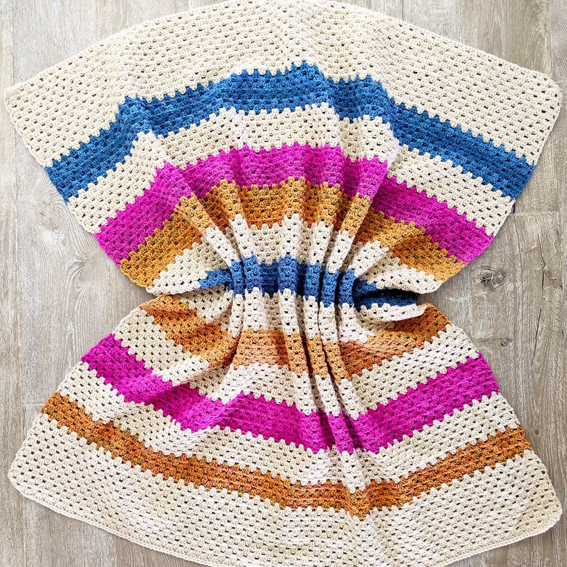 CROCHET PATTERN, Granny Stripe Throw Crochet Pattern, Crochet Granny Blanket Pattern, Stash Busting Granny Stripe Throw Pattern PDF Download image 2
