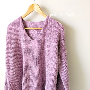 KNITTING PATTERN, Velvet Slouchy V-neck Knit Sweater Pattern PDF ...