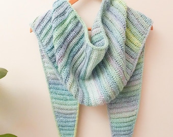 Crochet Triangle Neck Scarf Shawl Pattern and Video, Streetwear Accessories, Beginner friendly, pdf