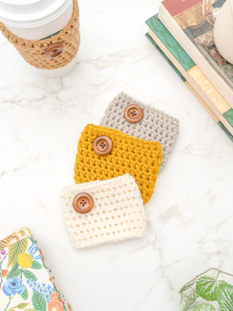 Crochet Cup Cozy Pattern for Beginners, Easy To-Go Cup Sleeve, PDF image 5