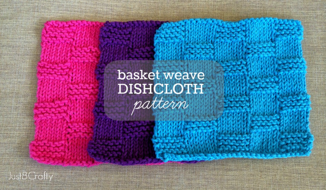 KNITTING PATTERN, Knit Basket Weave Dishcloth Pattern, Knitted