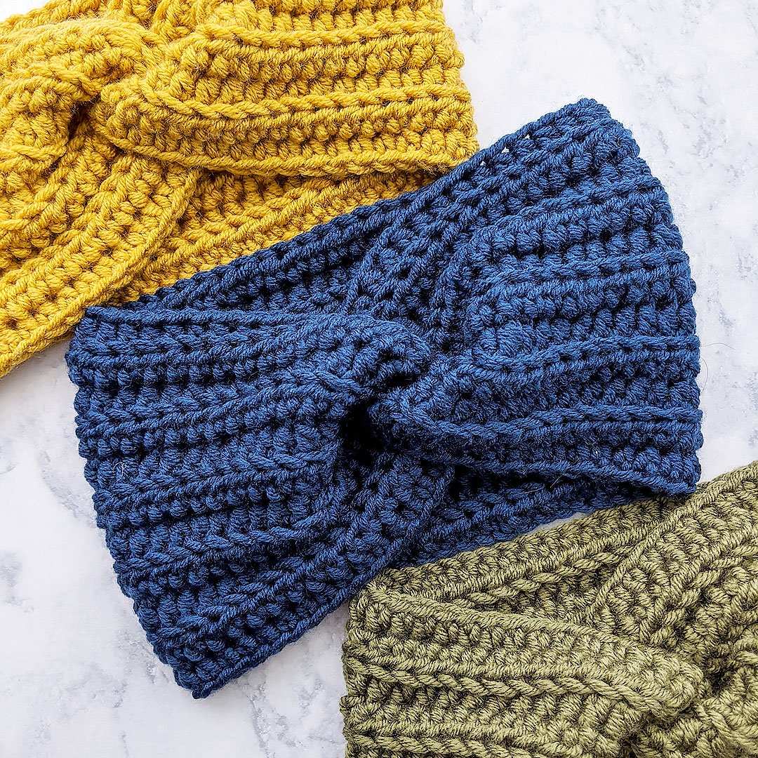 Ribbed Crochet Twisted Headband Pattern Easy Ear Warmer Pattern