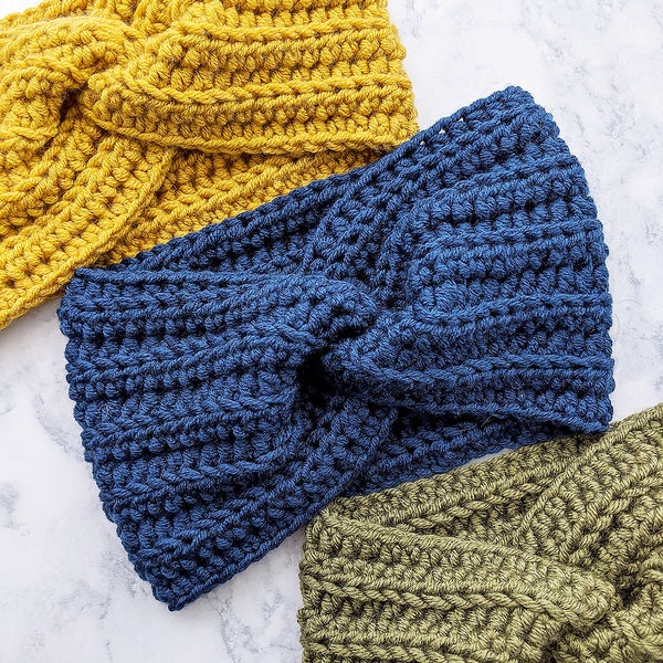 CROCHET PATTERN, Crochet Twisted Ear Warmer Headband Pattern, Crochet Headband Pattern - PDF Download