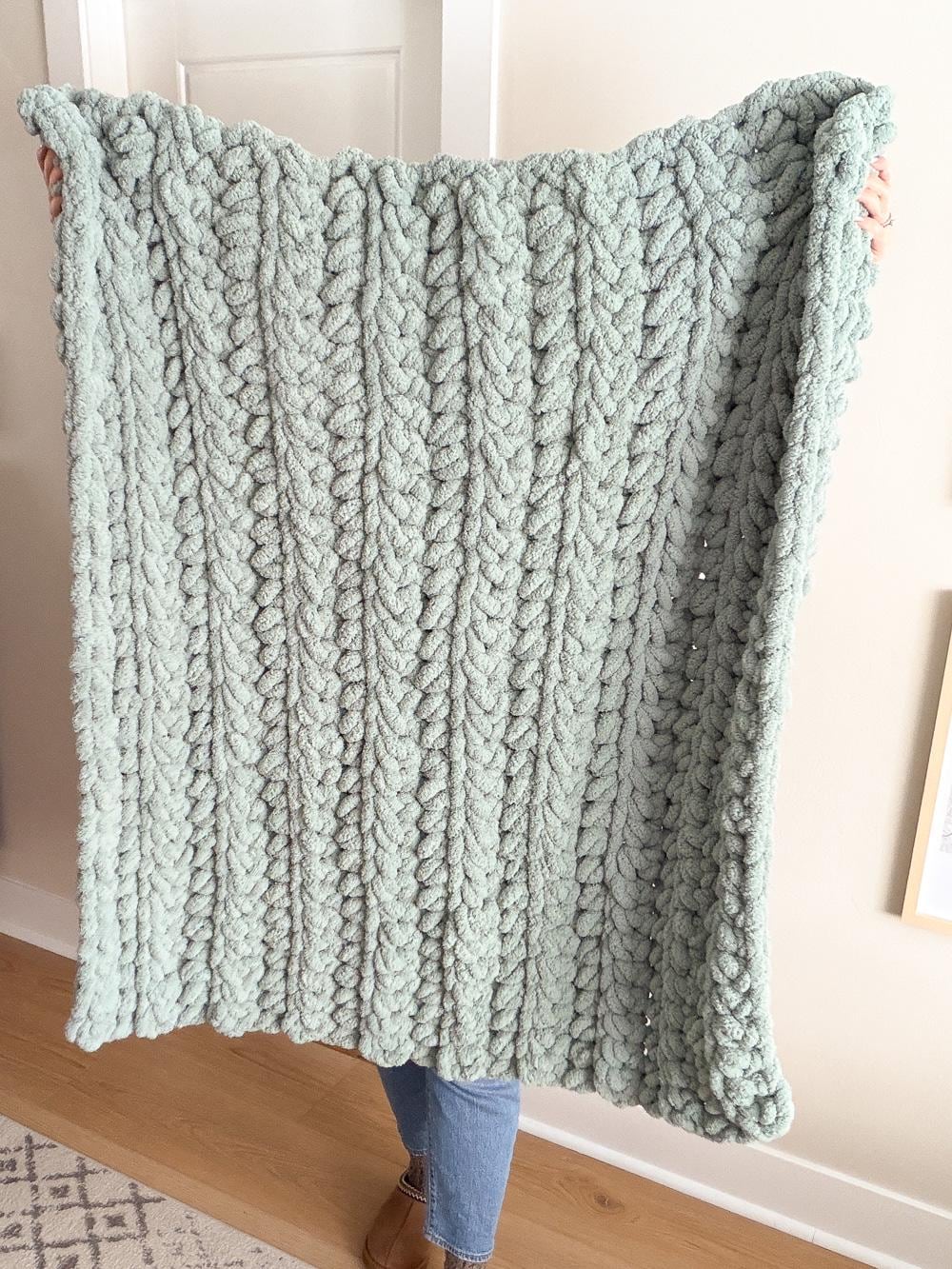 Jumbo Chunky Crochet Blanket Pattern and Video, Beginner Easy Throw, 2 ...