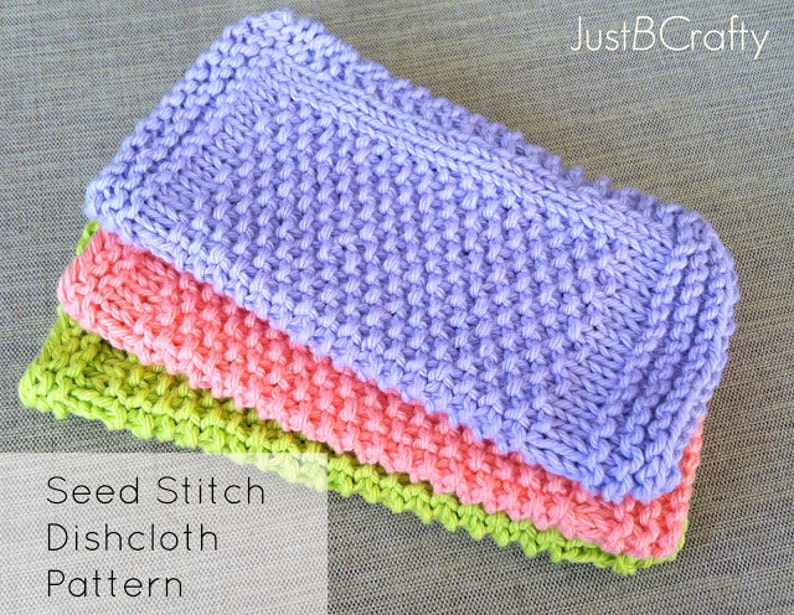 KNITTING PATTERN, Seed Stitch Dishcloth Pattern, Knitted Dishcloth, Knit Dishcloth Pattern Download Printable PDF File image 1