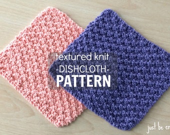 KNITTING PATTERN, Textured Knit Dishcloth Pattern Printable PDF Download, Knitted Dishcloth Pattern, Knitted Washcloth Pattern