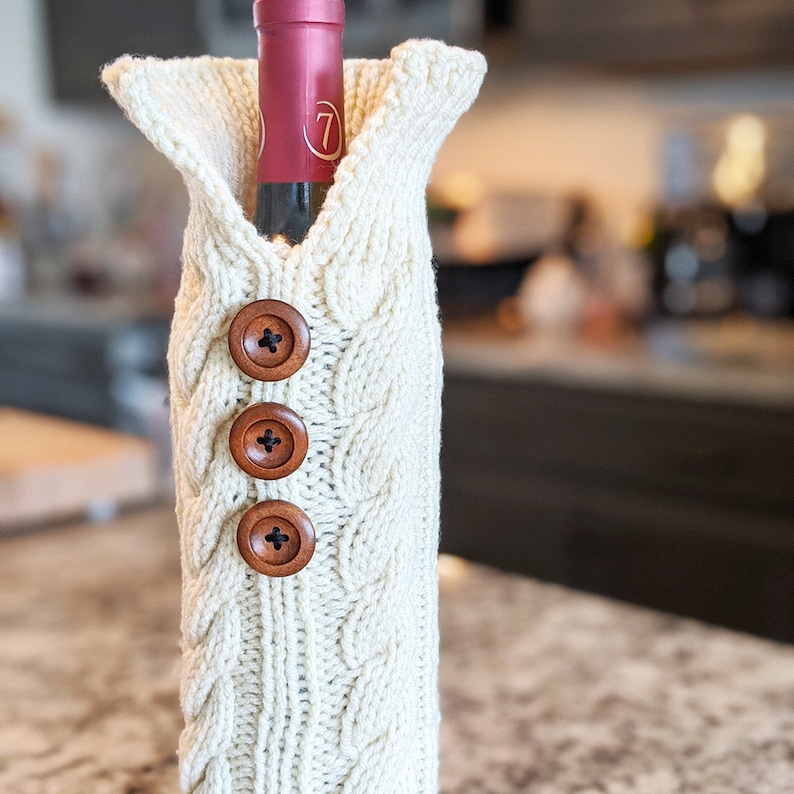 KNITTING PATTERN, Knit Wine Bottle Sweater Pattern, Wine Bottle Cozy Pattern, Knitted Wine Bottle Cover Pattern PDF Download image 2