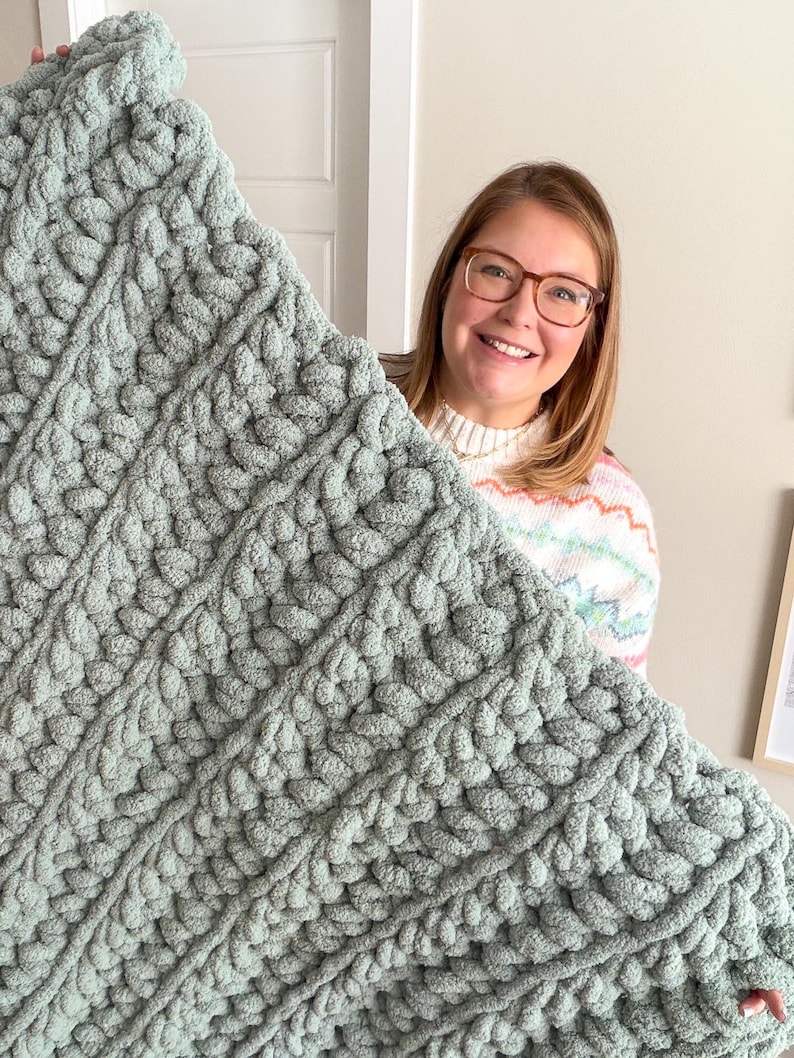 Jumbo Chunky Crochet Blanket Pattern and Video, Beginner Easy Throw, 2 ...