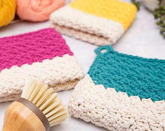 Crochet Dishcloth with Loop Pattern | Easy Hanging Dishcloth