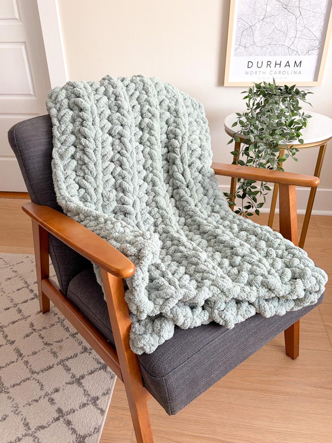 Jumbo Chunky Crochet Blanket Pattern and Video, Beginner Easy Throw, 2 ...